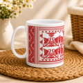 Bihuwan Mug | Traditional Assamese Gamusa Ceramic Mug