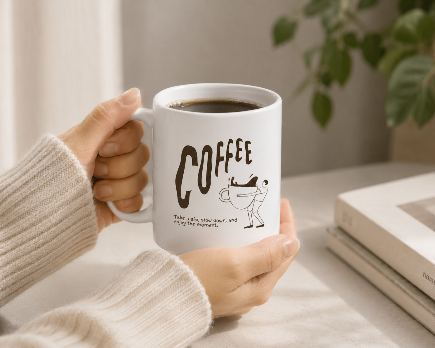 Coffee Mug | Take a Sip, Slow Down | Minimalist Ceramic Coffee Mug