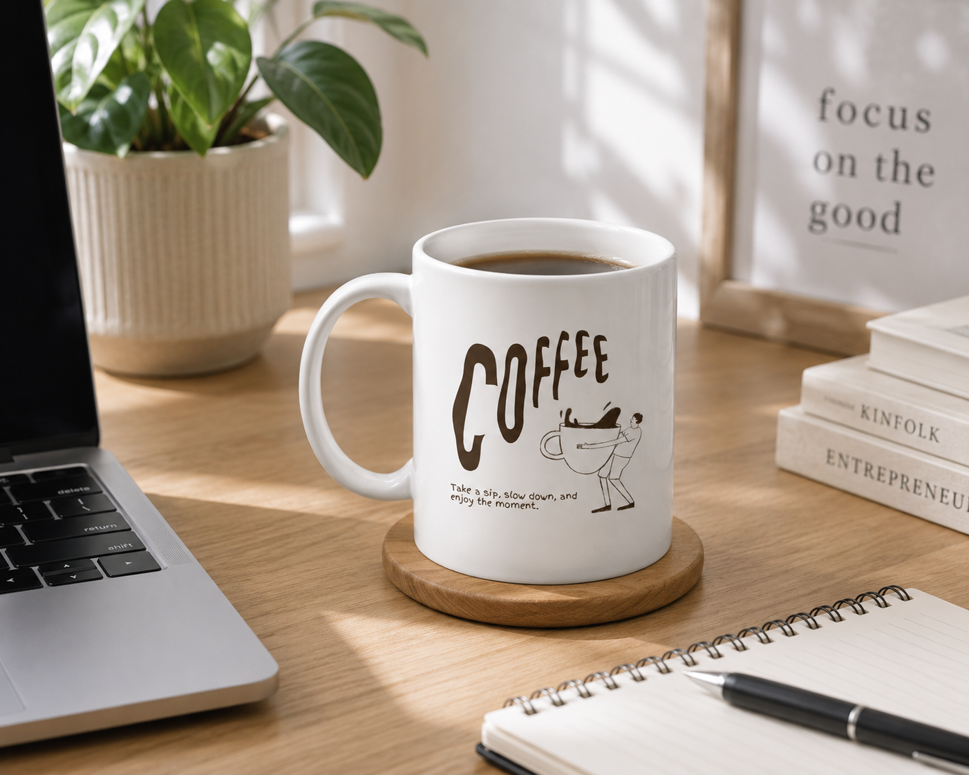 Coffee Mug | Take a Sip, Slow Down | Minimalist Ceramic Coffee Mug