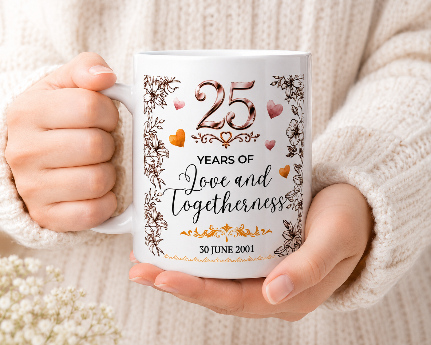 25th Anniversary Personalized Ceramic Mug | Silver Jubilee Gift