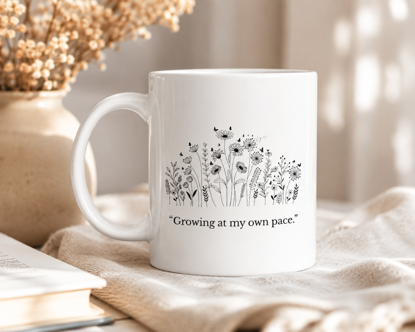 Growing At My Own Pace | Floral Motivational Mug