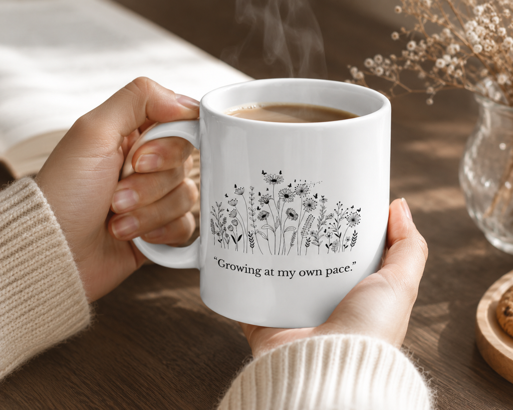 Growing At My Own Pace | Floral Motivational Mug