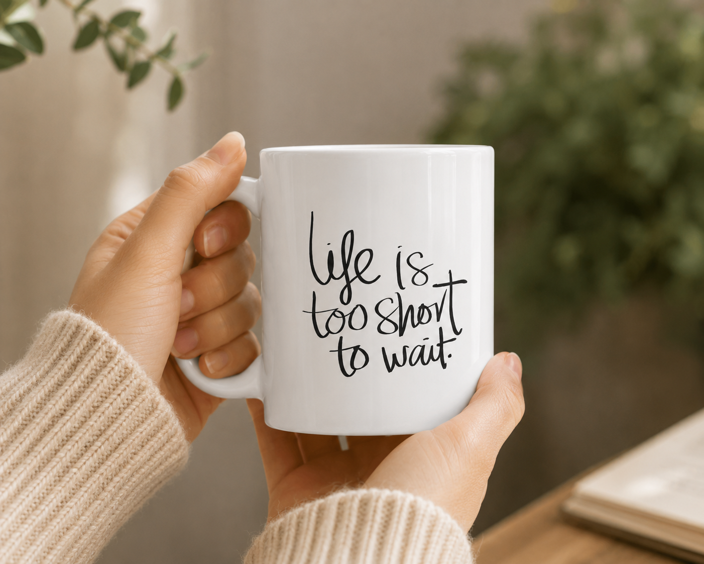 Life Is Too Short To Wait | Minimalist Quote Mug