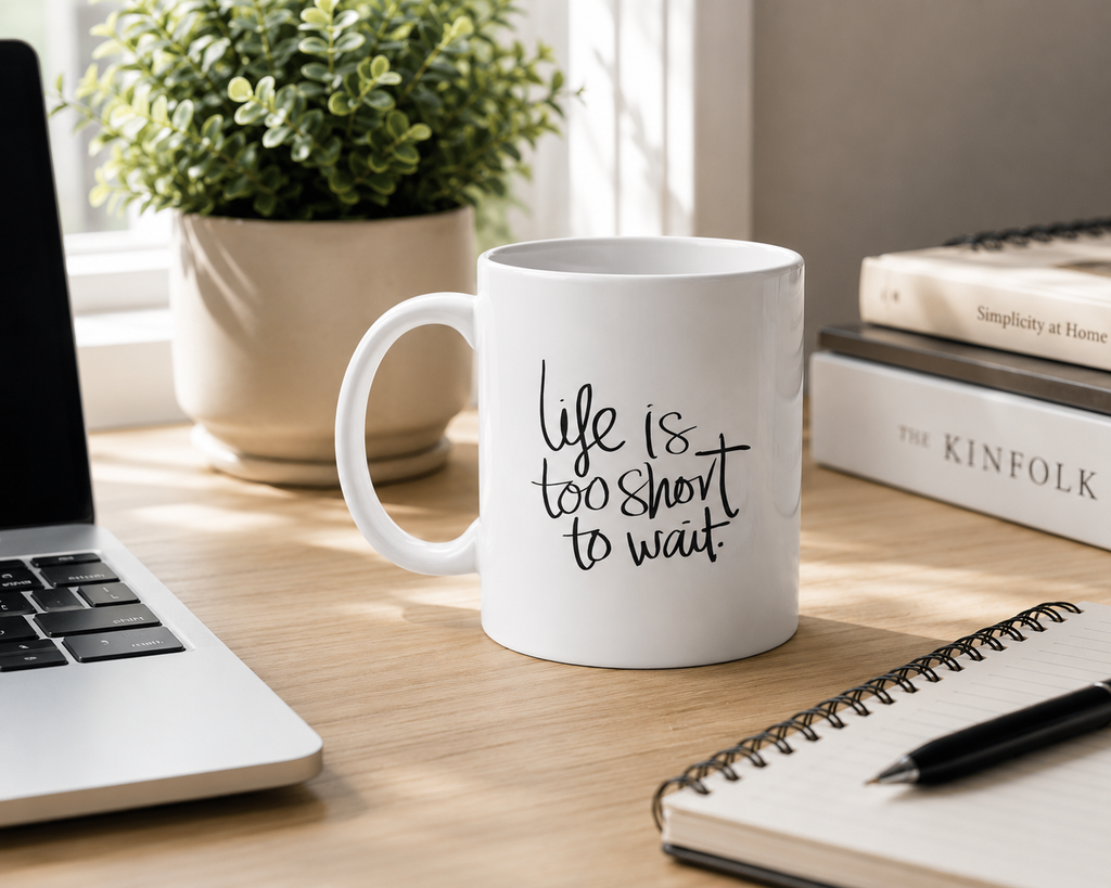 Life Is Too Short To Wait | Minimalist Quote Mug