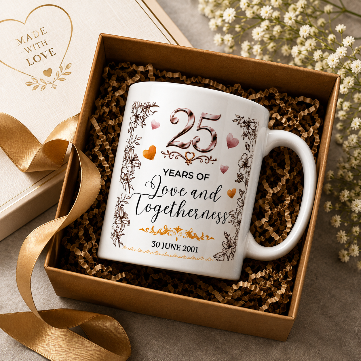 25th Anniversary Personalized Ceramic Mug | Silver Jubilee Gift