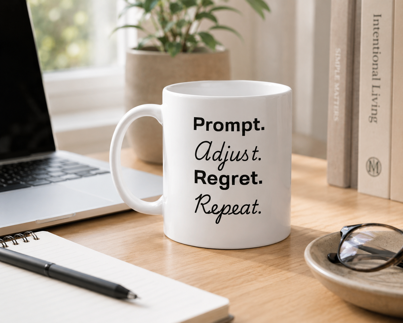 Prompt. Adjust. Regret. Repeat. | AI Coffee Mug