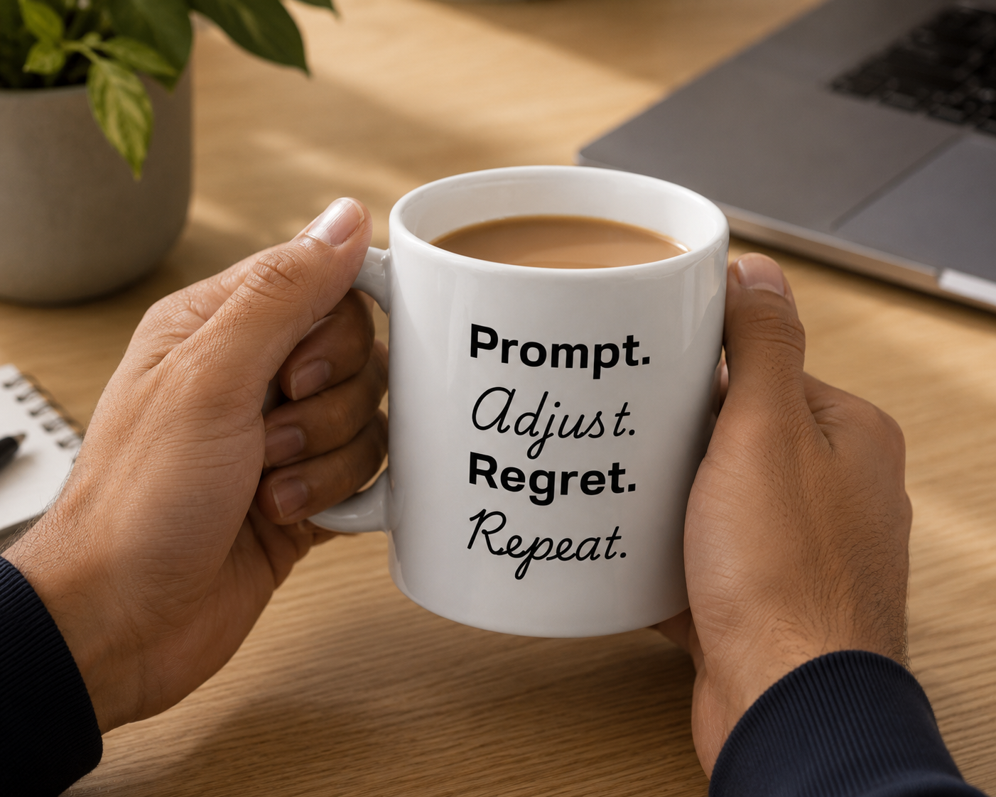 Prompt. Adjust. Regret. Repeat. | AI Coffee Mug
