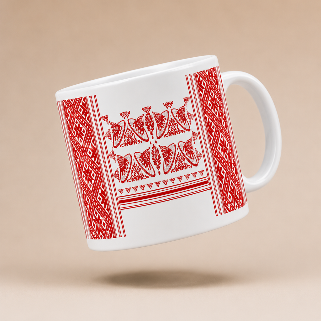 Bihuwan Mug | Traditional Assamese Gamusa Ceramic Mug
