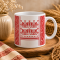 Bihuwan Mug | Traditional Assamese Gamusa Ceramic Mug